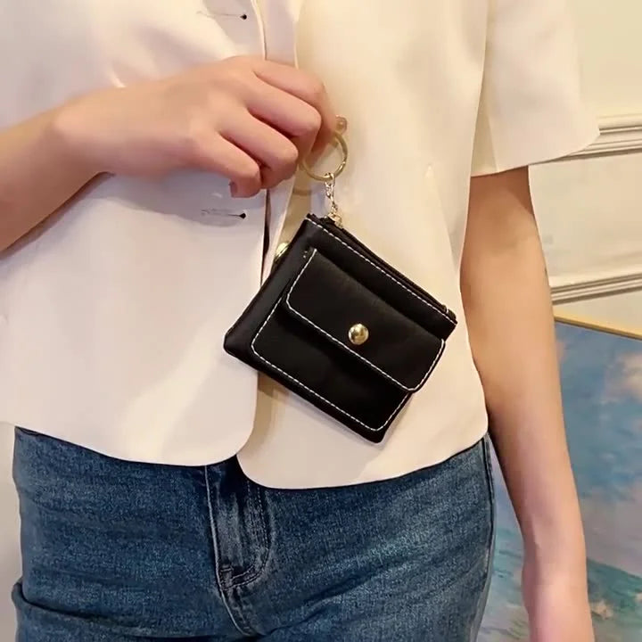 Portefeuille Femme RFID Blocking Trifold Multi-Cartes - Porte-Monnaie Zippé Porte-Clés Sécurisé