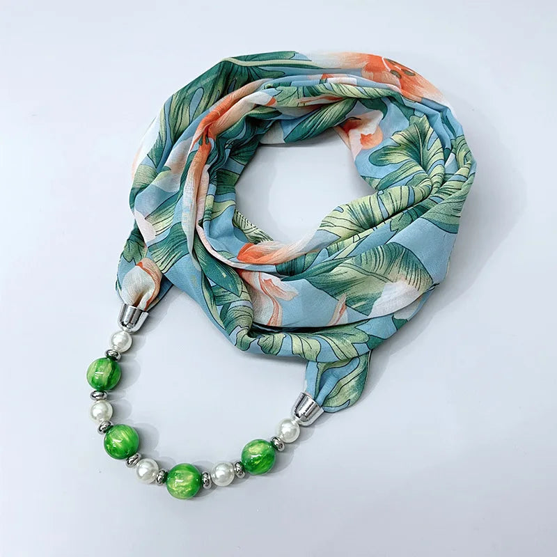 Foulard Collier Mousseline Multicolore Femme - Bijou Statement Neckerchief Bohème Hijab