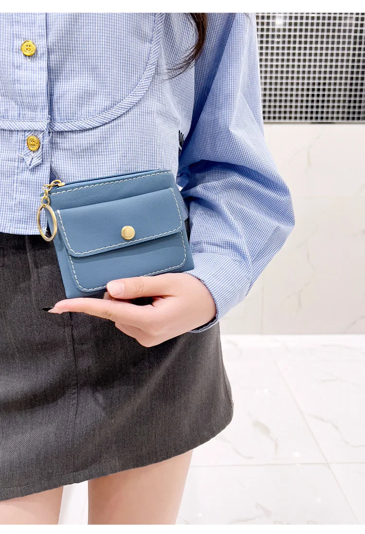 Portefeuille Femme RFID Blocking Trifold Multi-Cartes - Porte-Monnaie Zippé Porte-Clés Sécurisé