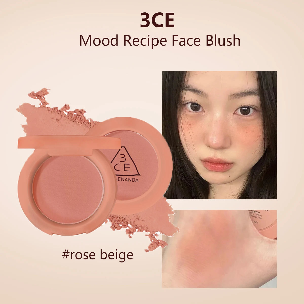 Blush 3CE Mood Recipe Delectable - Poudre Soyeuse Modulable Pigmentation Naturelle Longue Tenue K-Beauty