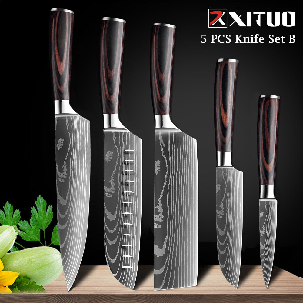 Couteaux de Chef Professionnels 1-10 Pièces - Set Cuisine Acier Inoxydable