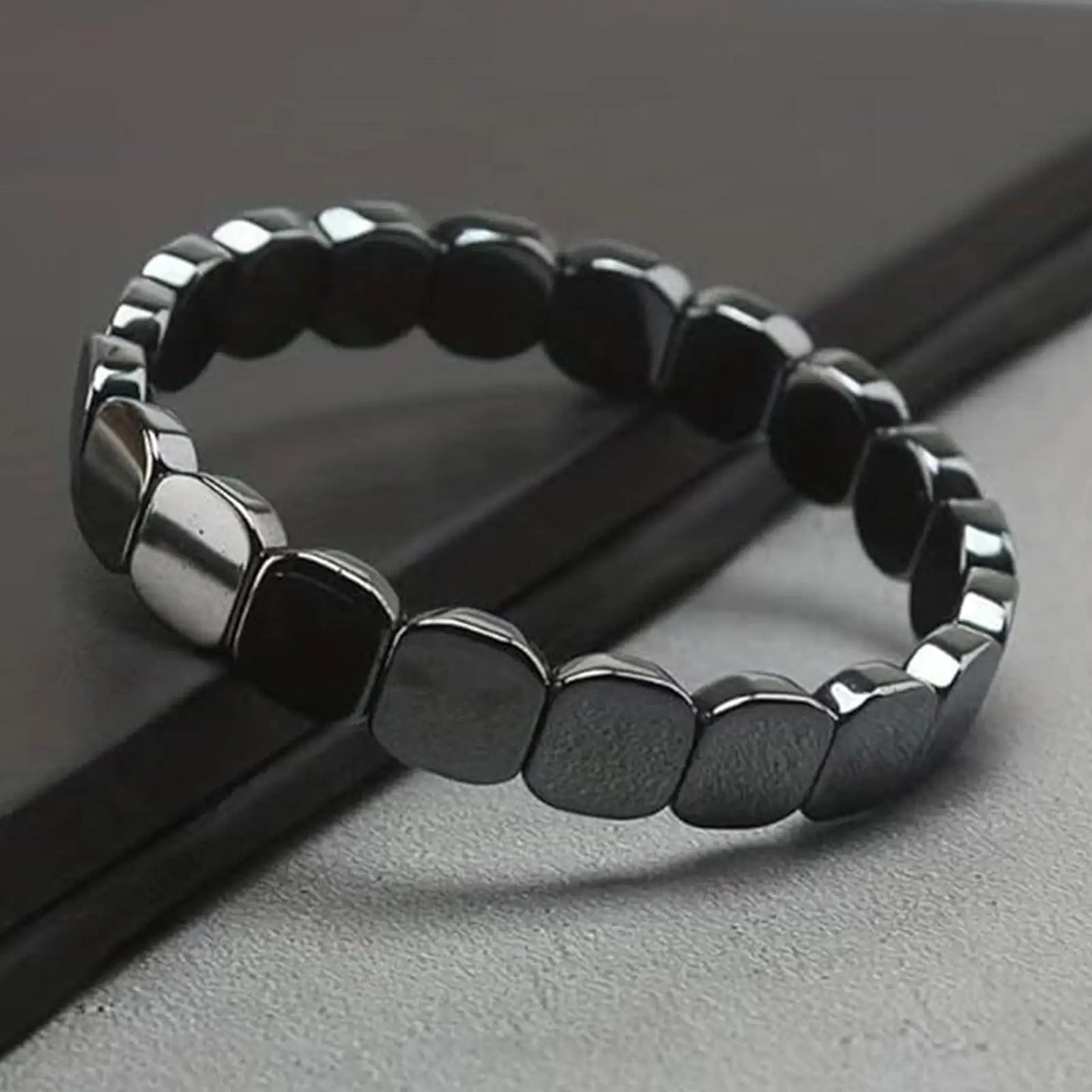Bracelet Hématite Naturelle Magnétique Thérapeutique – Pierre Énergie & Guérison Unisexe