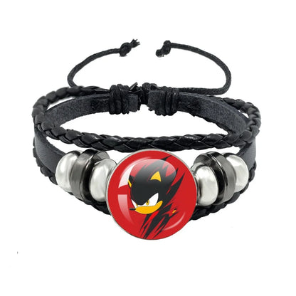 Bracelet Shadow le Hérisson Cabochon Verre – Cuir Multicouche Tressé Unisexe