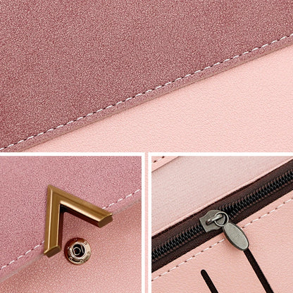 Portefeuille Femme Long Cuir PU Trifold Rose - Porte-Carte Multi-Emplacements Clutch Bag Fashion Simple