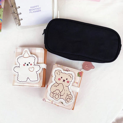 Portefeuille Femme Court Ourson Kawaii - Porte-Monnaie Cartoon Mignon Trifold Porte-Carte Étudiant