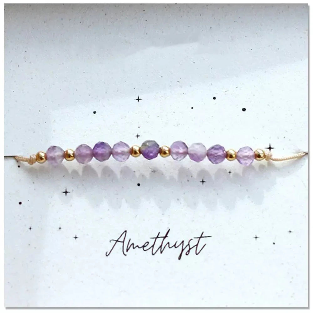 Bracelet Pierres Naturelles Ajustable – Perles 3mm Améthyste Grenat