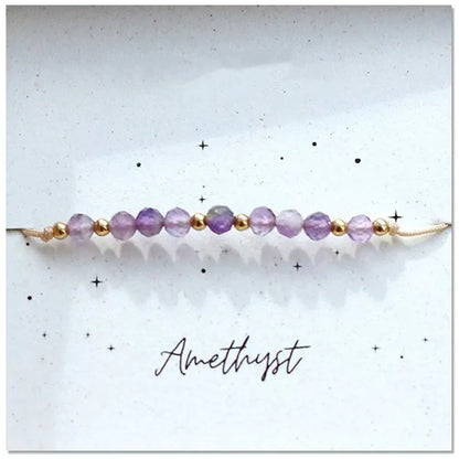 Bracelet Pierres Naturelles Ajustable – Perles 3mm Améthyste Grenat