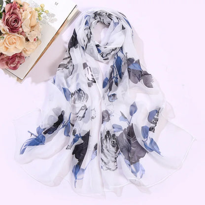 Foulard Écharpe Mousseline Georgette Rose Femme - Bandana Châle Été Protection Solaire Plage