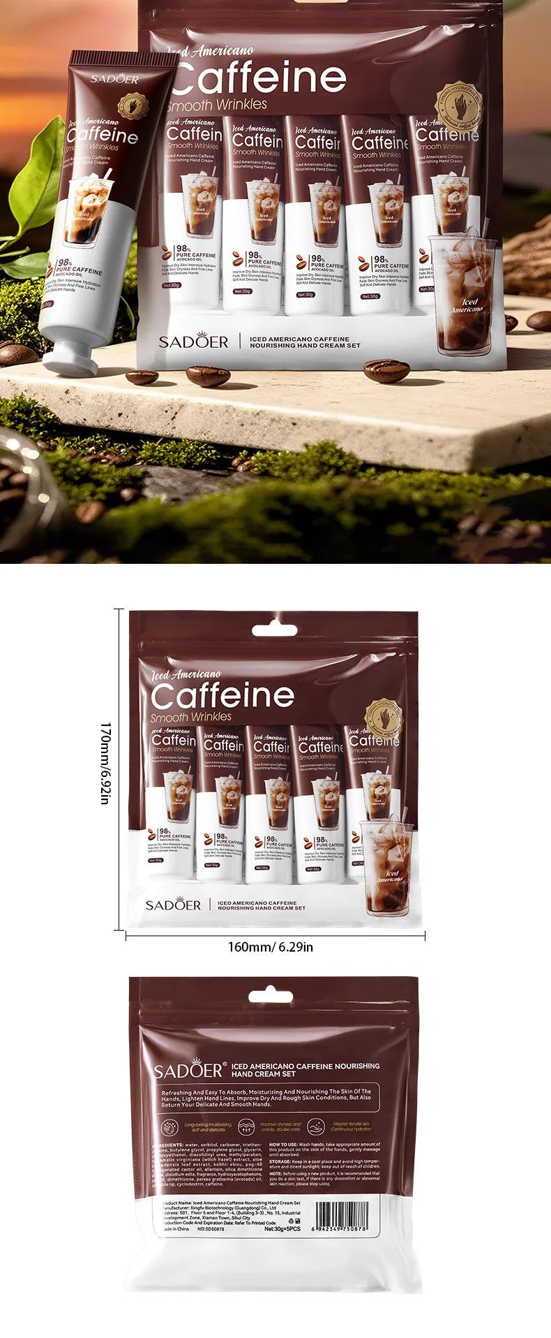 Set Crèmes Mains Café Américain Glacé - Hydratation Profonde Protection Automne Hiver Nourrissante