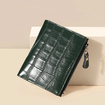 Portefeuille Femme Cuir Véritable Anti-RFID - Porte-Monnaie Compact avec Protection Carte Bancaire