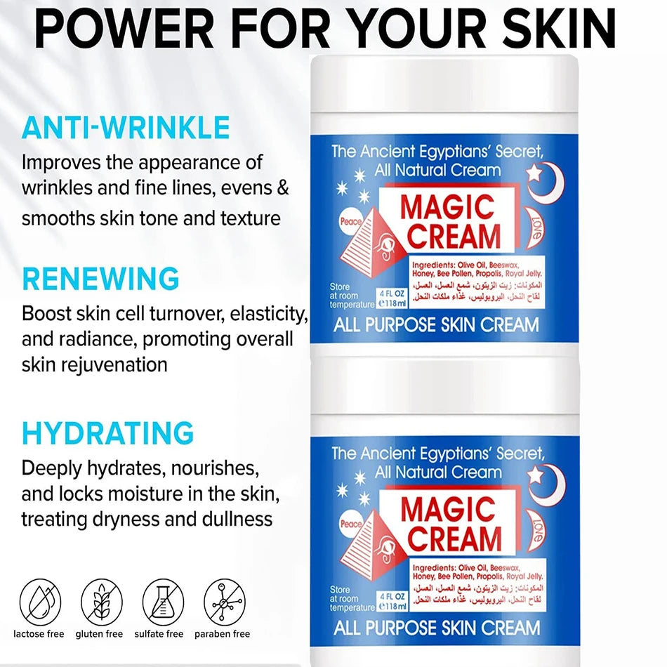 Crème Visage Magic 2x118g - Hydratante Nourrissante Multi-Usages Quotidien Tous Types Peau Beauté