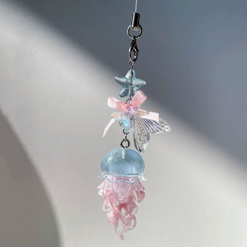 Charm Téléphone Méduse Sirène Perles – Porte-Clés Fairycore Marin