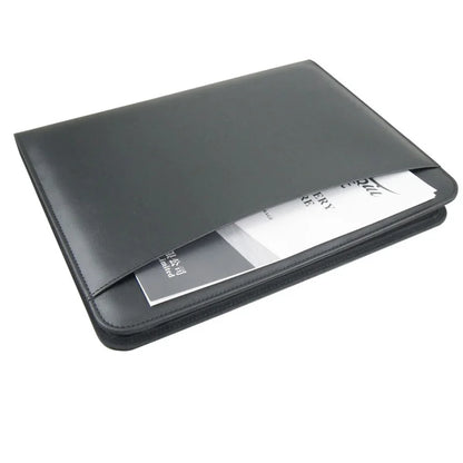 Porte-Documents Cuir Fermeture Éclair - Portfolio Business iPad Tablette Organisateur Entrevue Marron