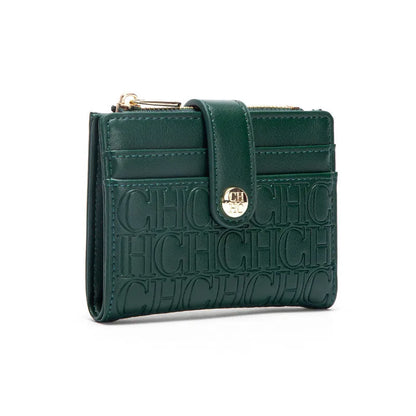 Portefeuille Femme Luxe Rétro Carré Bouton - Porte-Carte Pince Billets Compact Léger Classique