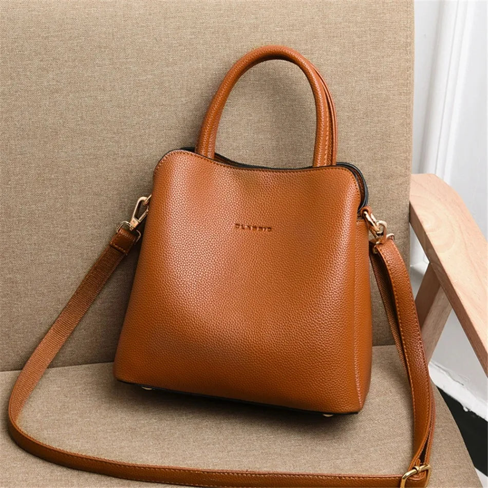 Sac à Main Femme Cuir Luxe 3 Poches - Tote Crossbody Designer Petit