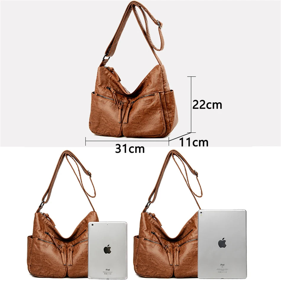 Sac à Main Femme Cuir Luxe Designer - Sac Bandoulière Crossbody Noir 2025