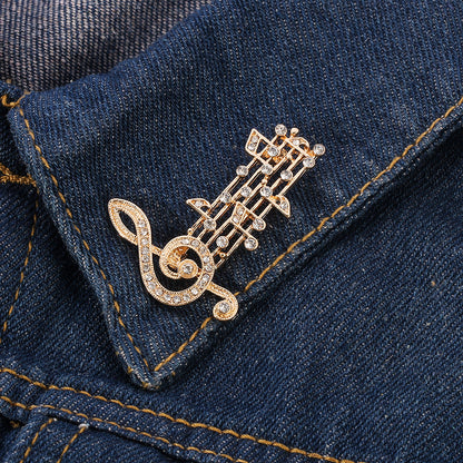 Broche Note de Musique Émaillée Cristaux – Pin's Élégant Musical Amoureux Musique