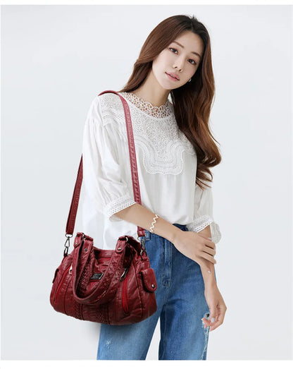 Sac à Main Femme Cuir Véritable Peau Mouton - Sac Épaule Bandoulière Crossbody Messenger Tote Élégant