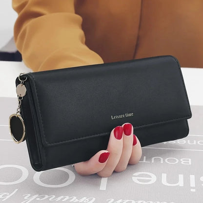 Portefeuille Femme Long Trifold Cuir - Pochette Porte-Cartes avec Lettres