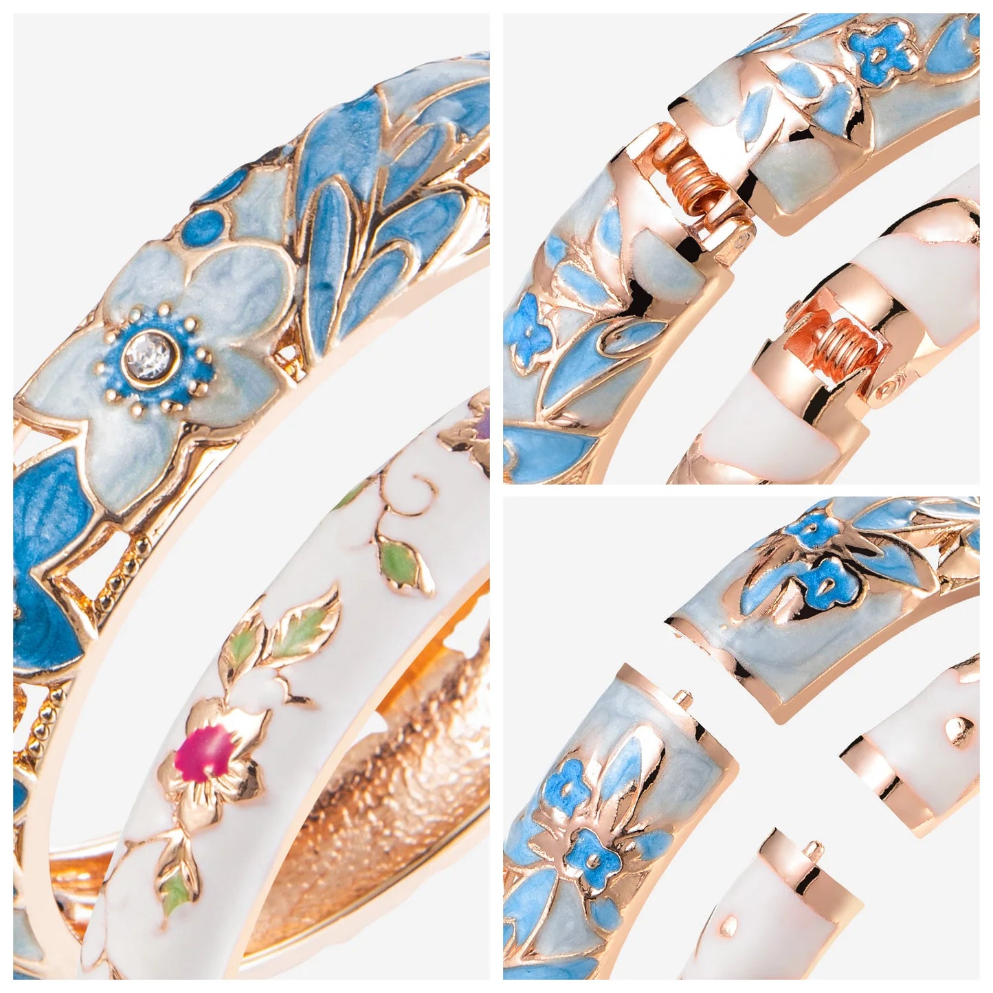 Ensemble 2 Bracelets Joncs Émaillés Cloisonné Style Indien Dubaï – Tendance Femme