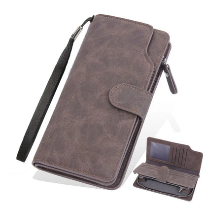 Portefeuille Long Homme Femme Cuir PU Grande Capacité - Business Clutch Téléphone Fermoir Bleu
