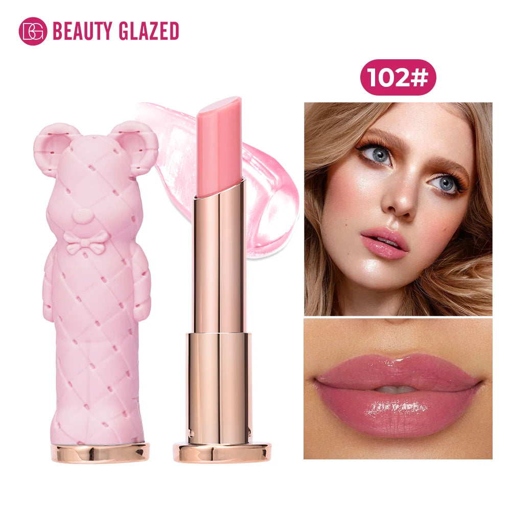 Rouge à Lèvres Hydratant Beauty Glazed Bear - Baume Coloré Nourrissant Effet Aqueux Longue Tenue