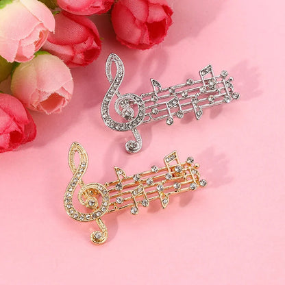 Broche Note de Musique Émaillée Cristaux – Pin's Élégant Musical Amoureux Musique
