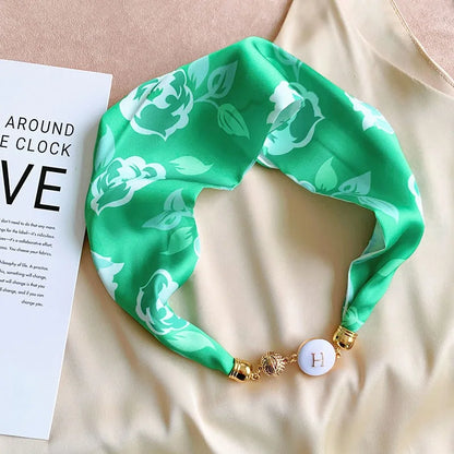 Women's Square Scarf with Magnetic Buckle - Versatile Summer Luxury Scarf/Necklace