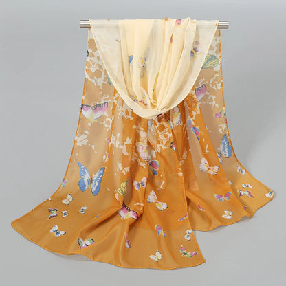 Foulard Soie Mousseline Luxe Femme - Écharpe Tête Plage Bandana Hijab Été