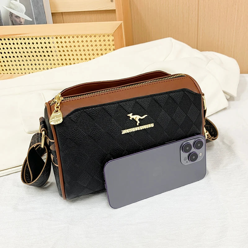 Sac Bandoulière en Cuir PU Motif Check – Style Luxe Femme