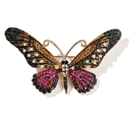 Broche Papillon Multicolore Cristaux Tendance – Pin's Insecte Strass 4 Couleurs Femme