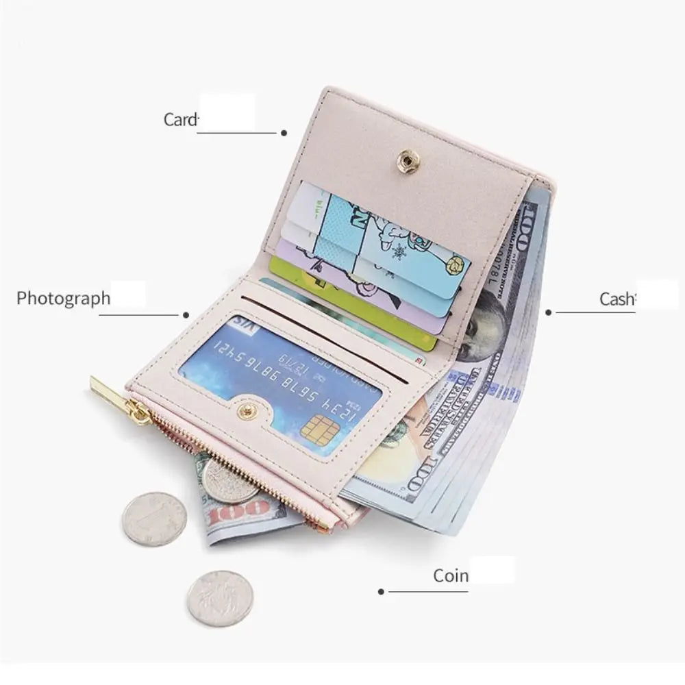 Portefeuille Femme Brodé Cuir PU Fermeture Éclair - Porte-Cartes Clutch Monnaie