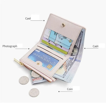 Portefeuille Femme Brodé Cuir PU Fermeture Éclair - Porte-Cartes Clutch Monnaie