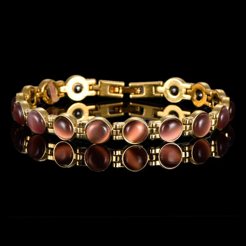 Bracelet Opale Magnétique Plaqué Or 18K – Énergie & Charme Femme
