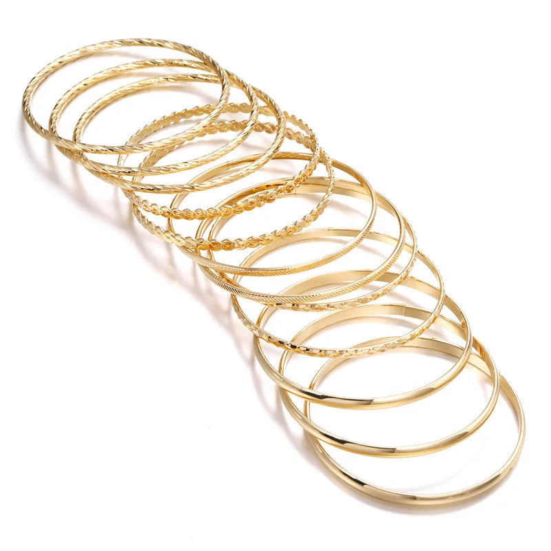 Lot de 12 Bracelets Bohèmes Multi-Rangs - Set Cristaux Géométriques Rock