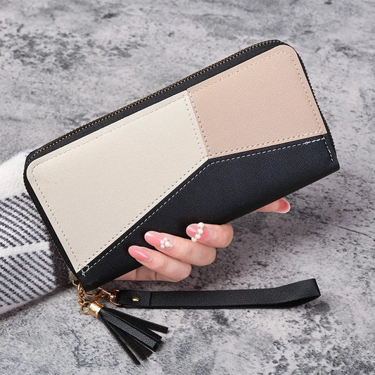 Portefeuille Femme Cuir Long Zippé - Grande Capacité Multifonction avec Compartiment Téléphone