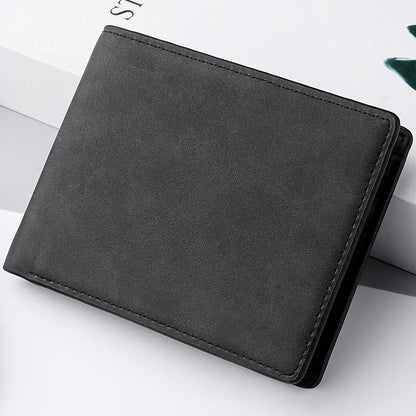 Portefeuille Homme Cuir PU Multi-Cartes - Porte-Monnaie Court Grande Capacité Pliable