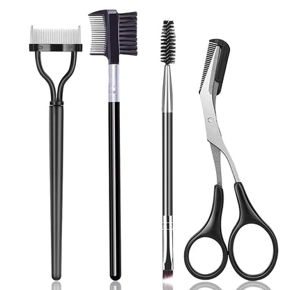 Set 5 Pinceaux Sourcils Professionnel - Peigne Cils Séparateur Ciseaux Trimmer Maquillage Yeux Femme