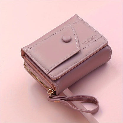 Portefeuille Femme Cuir PU Marron - Porte-Monnaie Zippé Court avec Porte-Carte pour Homme et Femme