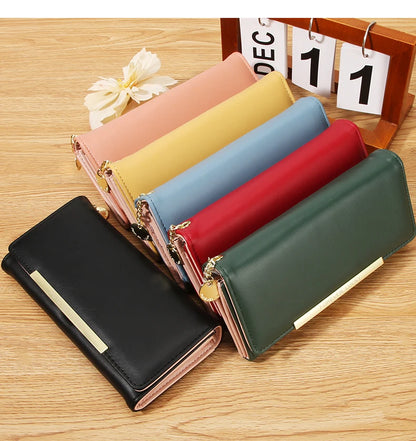 Portefeuille Femme Trifold Long Haut de Gamme - Multi-Cartes Multifonction
