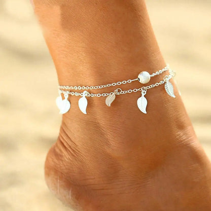 Chaîne de Cheville Bohème Perles Étoiles Pompons – Bracelet Pied Vintage Femme