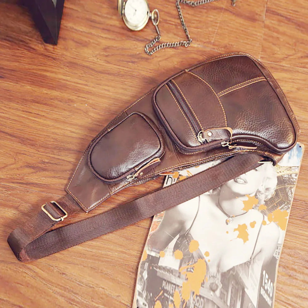 Sac Bandoulière en Cuir Véritable – Style Vintage Homme, Port Croisé & Épaule