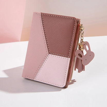 Portefeuille Femme Pliable Cuir PU - Porte-Cartes Portable avec Porte-Monnaie