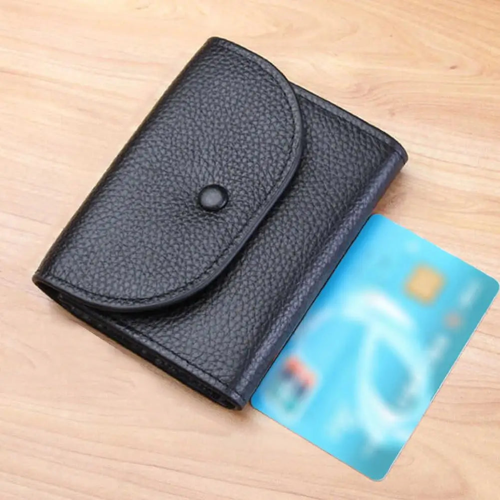 Portefeuille Femme Cuir PU Porte-Carte Compact - Petit Porte-Monnaie Clutch Portable Sac Fashion Noir