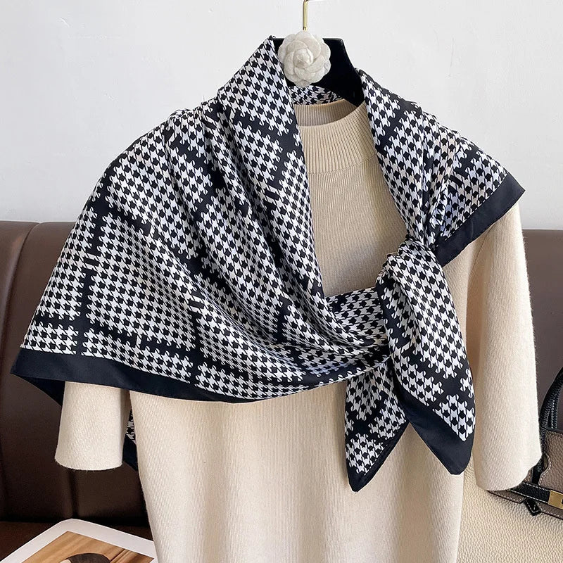 Foulard Carré Soie Twill Design Femme - Écharpe Hijab Bandana Châle Luxe Headband