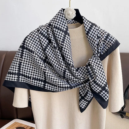 Foulard Carré Soie Twill Design Femme - Écharpe Hijab Bandana Châle Luxe Headband