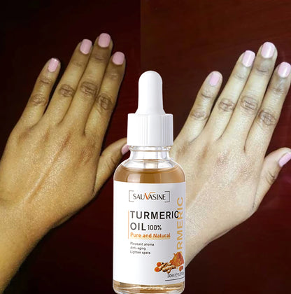Huile Curcuma 100% Pure 10ml - Sérum Anti-Âge Rides Éclaircissant Taches Brunes Ridules Visage Femme