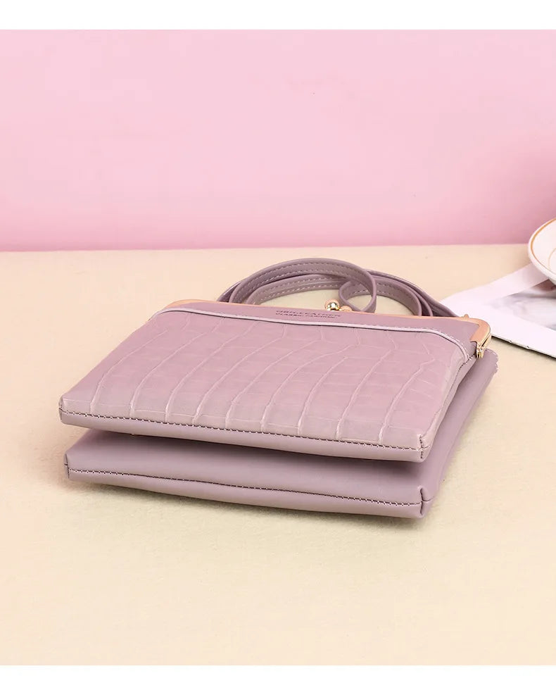 Sac à Bandoulière Femme Cuir PU - Pochette Porte-Cartes Crossbody Voyage