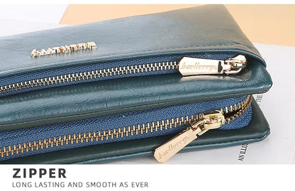 Portefeuille Femme Cuir PU Multi-Fonctions - Pochette Clutch Porte-Cartes Téléphone