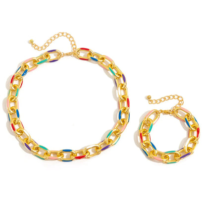 Ensemble Bohème Choker Bracelet Croix – Collier Ras-du-Cou Coloré 2 Pièces